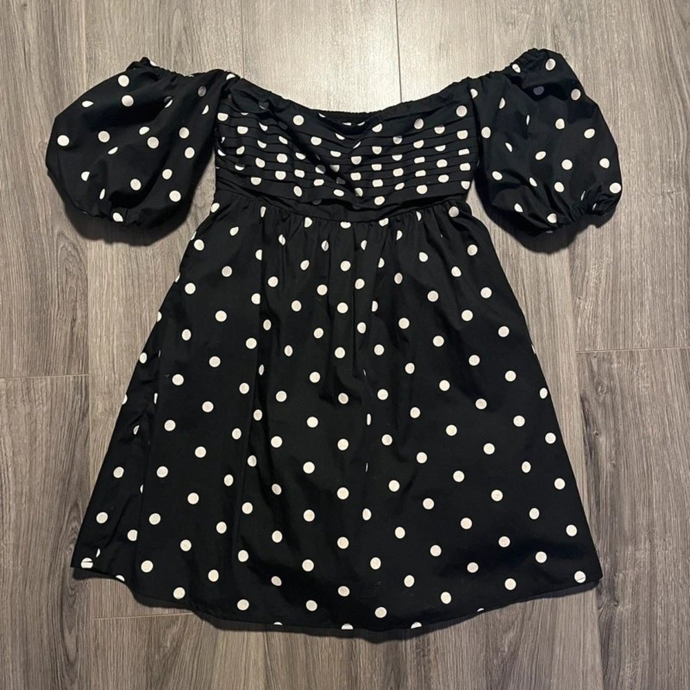 Abercrombie & Fitch Black Off The Shoulder Dress White Polka Dots